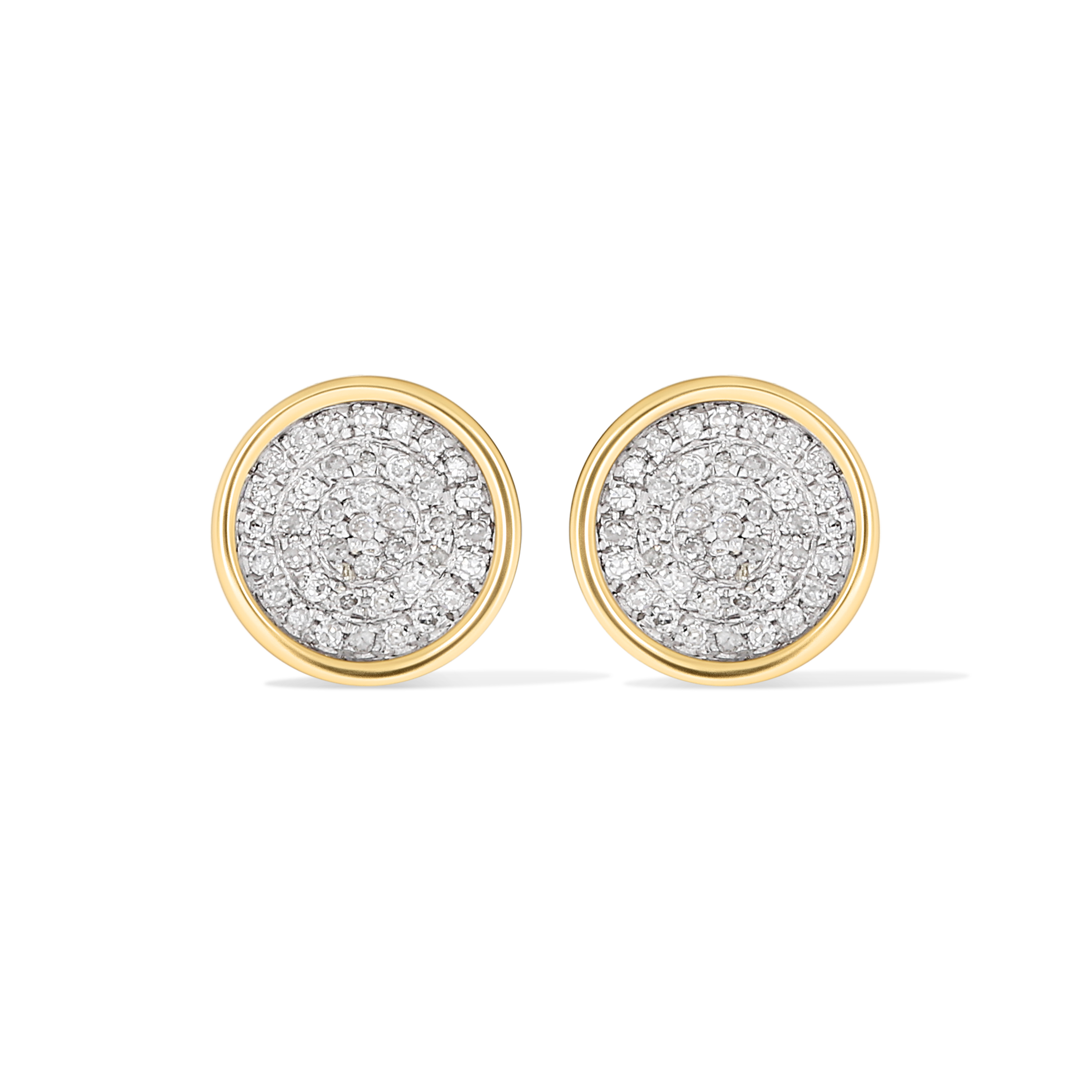 Diamond Earrings Round Solid Border 0.40 ct. 10k Yellow Gold